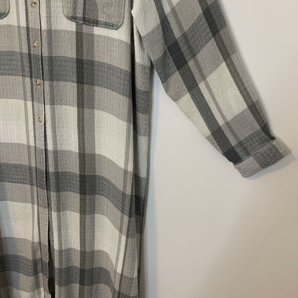 Pilcro Tunic Button Up Shirt Duster Plaid Long Sleeve Anthropologie Size Medium - Picture 4 of 16